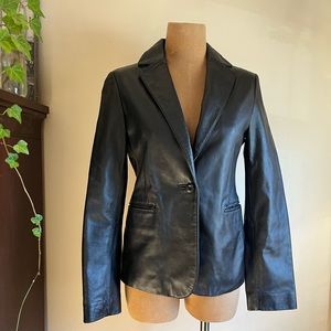 United Colors of Benetton Black Leather Jacket 44